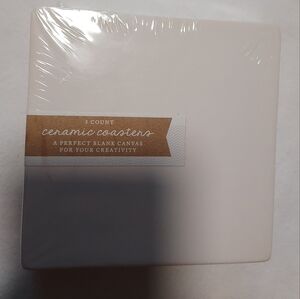 MADE For Retail 3CT White DIY Your Way Hexagon Shaped Ceramic Coasters